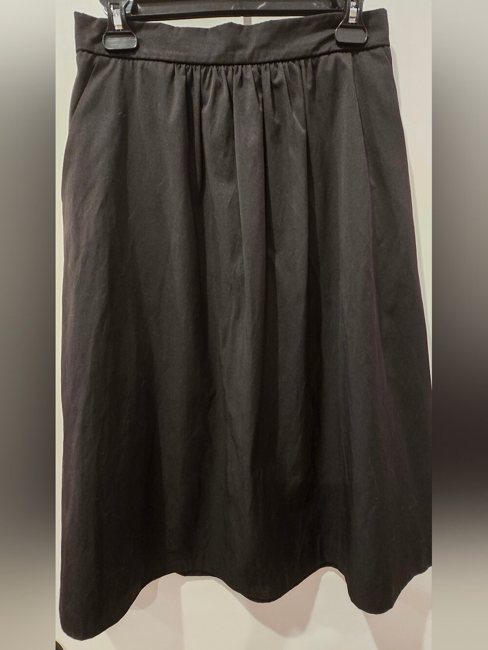 Zara Black A-Line Midi Skirt With POCKETS!
